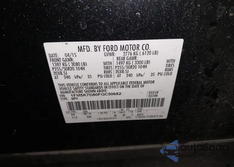 2015 Ford Explorer Xlt z USA, uszkodzony, nr VIN 1FM5K7D80FGC50682